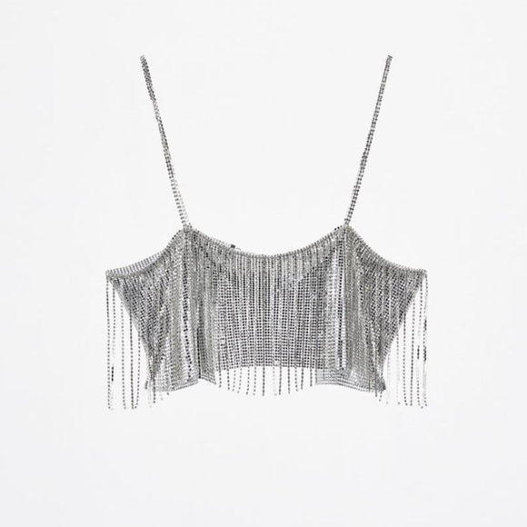 Zara crop rhinestone shingle top! Brand new never worn! - Picture 4 of 5